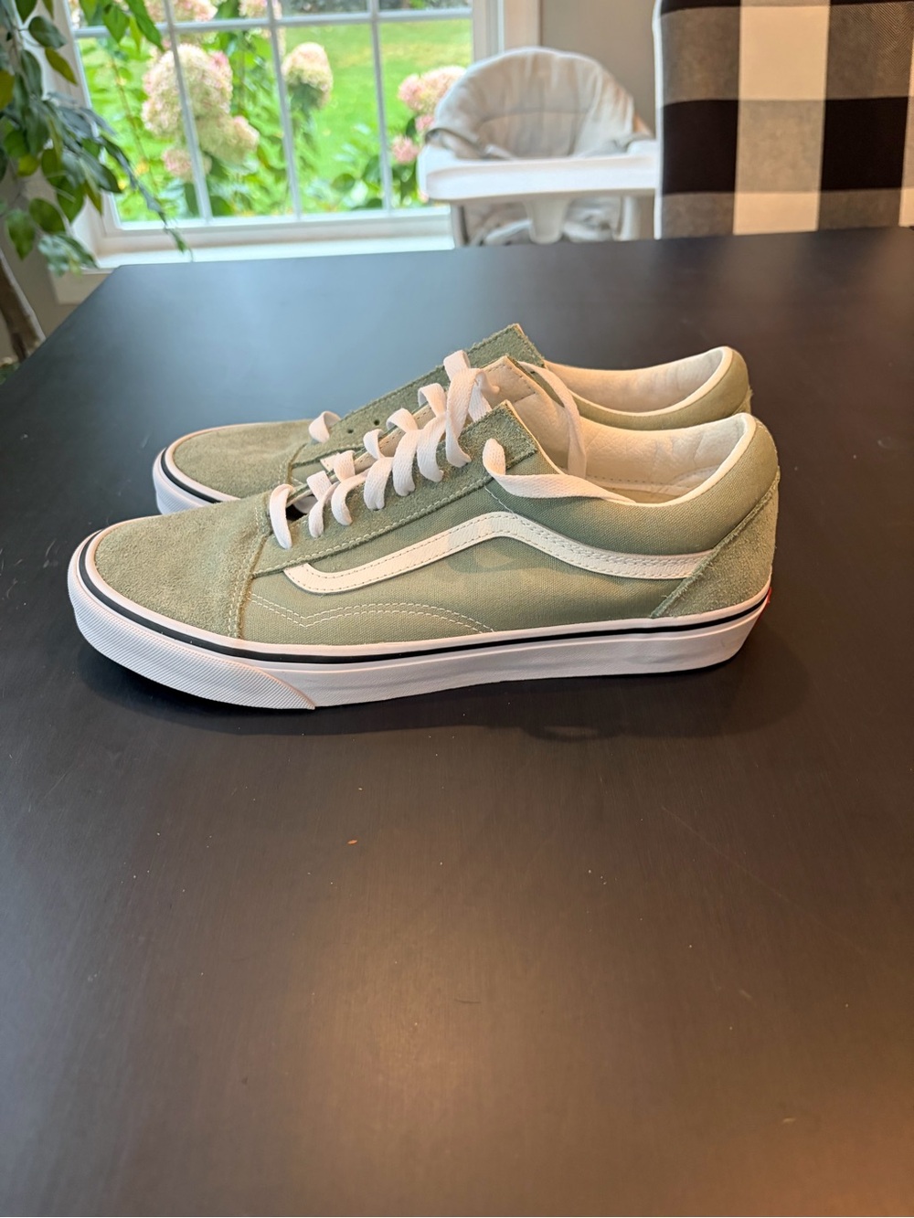 Vans Men’s Old Skool Sneakers in Sage Green with White Stripe